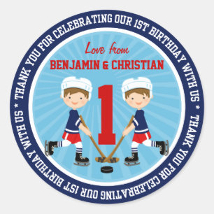 Adesivo Obrigado bonito do primeiro aniversario dos gêmeo