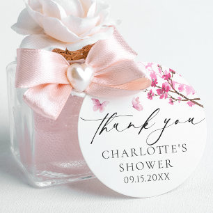 Adesivo Obrigado Borboleta Rosa da Flor de Cerejeira