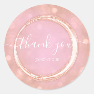 Adesivo Obrigado Boutique Compra nome comercial Rosa cor-d