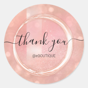 Adesivo Obrigado Boutique Compra nome comercial Rosa Elega
