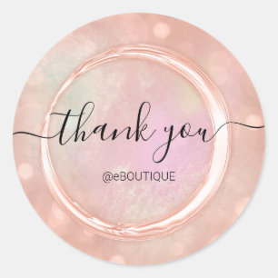 Adesivo Obrigado Boutique Compro Business Name Rosa Hológ