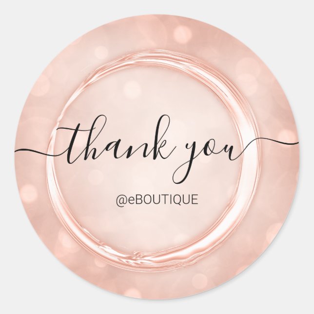Adesivo Obrigado Boutique Compro Nome de Empresa Rosa (Frente)