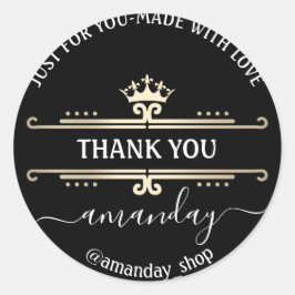 Adesivo Obrigado Boutique Web Compro Royal Crown Black