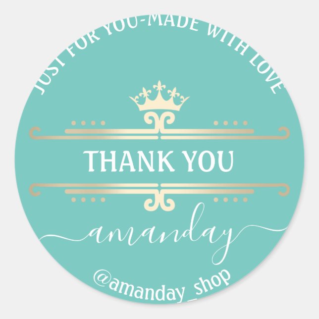 Adesivo Obrigado Boutique Web Compro Royal Crown Blue (Frente)