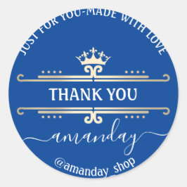 Adesivo Obrigado Boutique Web Compro Royal Crown Blue