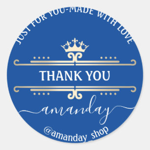 Adesivo Obrigado Boutique Web Compro Royal Crown Blue