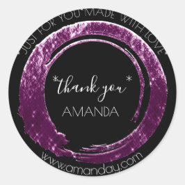 Adesivo Obrigado Boutique Web Nome Compro Preto Roxo