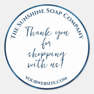 Adesivo Obrigado branco e azul para comprar conosco