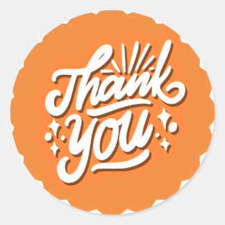 Adesivo Obrigado Branco no Laranja