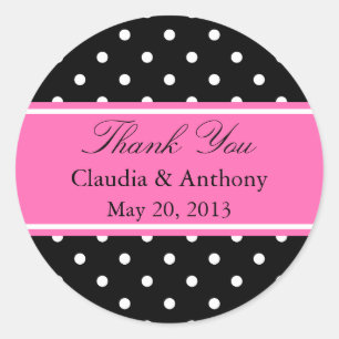 Adesivo Obrigado branco, preto e cor-de-rosa do teste