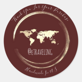 Adesivo Obrigado Burgundy Dourado Mapa Mundial Viajando Gl