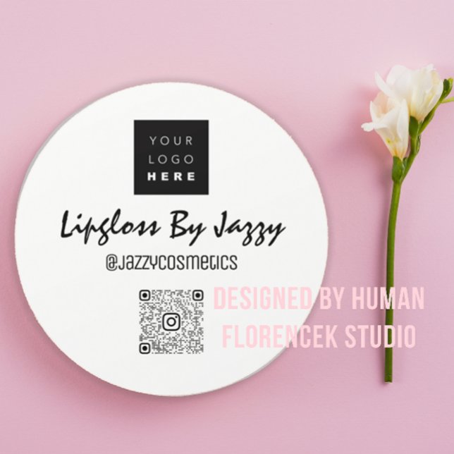 Adesivo Obrigado Business Packaging Logotipo de código QR  (Thank Business Packaging QR Code Logo White Classic Round Sticker)