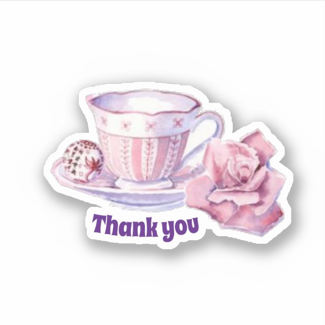 Adesivo Obrigado café e rosa (Frente)
