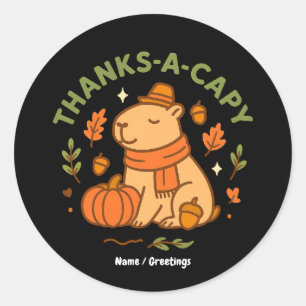 Adesivo Obrigado-Capy Cute Capivara Dia de Ação de Graças 