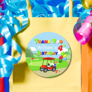 Adesivo Obrigado Carrinho de Golfe Vermelho de 4º Aniversá