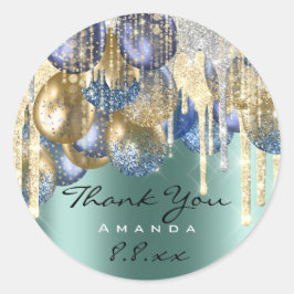 Adesivo Obrigado Casado Birthday Ballon Teal Drives Dourad