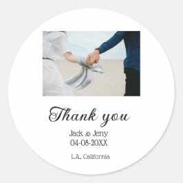 Adesivo Obrigado casal de casamento moderno simples nome m