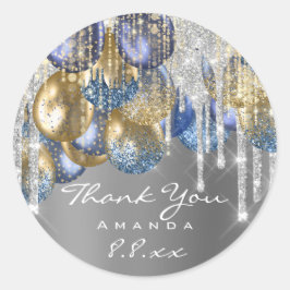 Adesivo Obrigado Casamento Ballons Blue Silver Drives