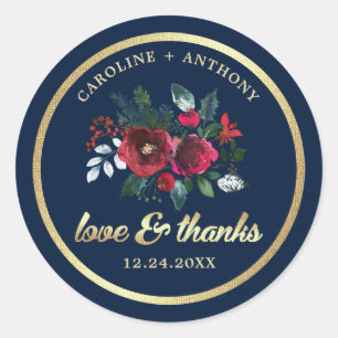 Adesivo Obrigado. Casamento da flor dos azuis marinhos  