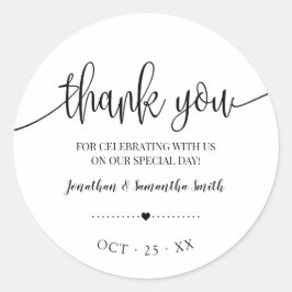 Adesivo Obrigado, casamento de chá de panela minimalista
