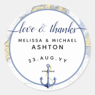 Adesivo Obrigado casamento/evento náuticos da âncora da