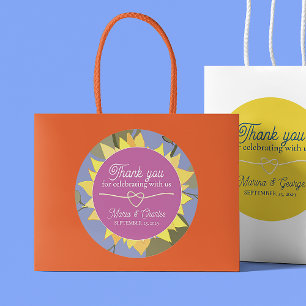 Adesivo Obrigado Casamento Floral Retro