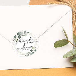 Adesivo Obrigado Casamento Folhagem de Eucalipto Dourado