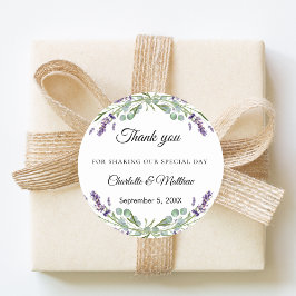 Adesivo Obrigado casamento lavanda e eucalipto