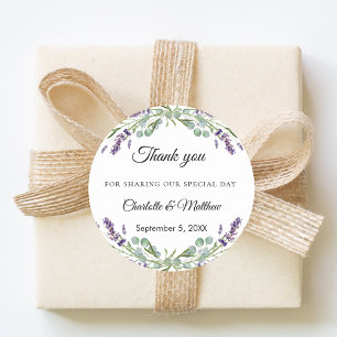 Adesivo Obrigado casamento lavanda e eucalipto