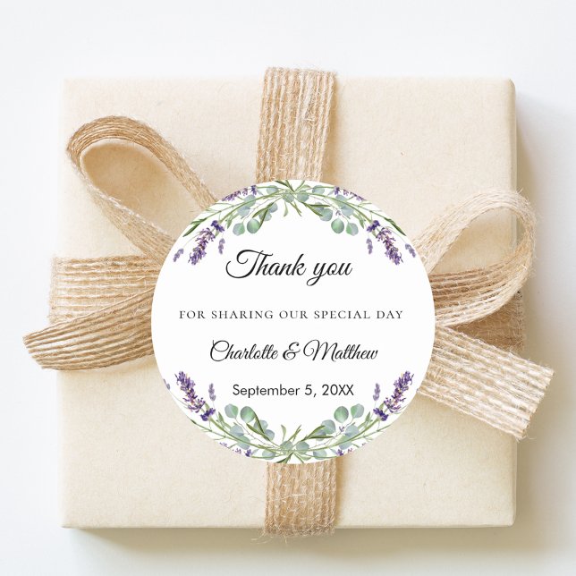 Adesivo Obrigado casamento lavanda e eucalipto (Criador carregado)