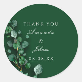 Adesivo Obrigado Casamento Russo Verde Eucalyptus Branco