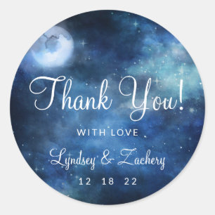 Adesivo Obrigado celestial do casamento da Lua cheia lunar