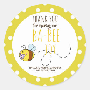 Adesivo Obrigado Chá de fraldas BA-BEE Polkadot Amarelo