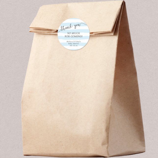 Adesivo Obrigado chá de fraldas de faixas azuis a favor (Criador carregado)