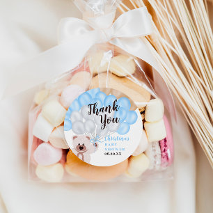 Adesivo Obrigado chá de fraldas do rapaz do balão azul