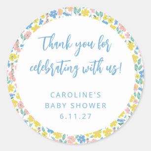 Adesivo Obrigado Chá de fraldas Personalizado Floral Amare