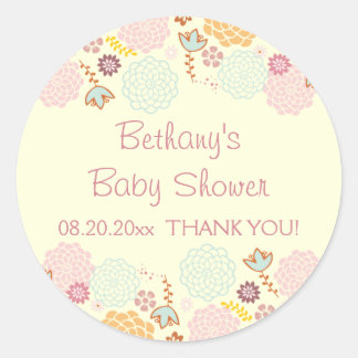 Adesivo Obrigado Chá de fraldas Rico Moderno Floral