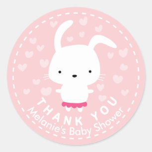 Adesivo Obrigado Chá de fraldas Rosa Kawaii Bunny Sticker