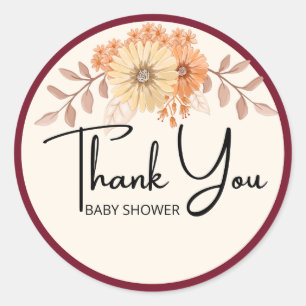 Adesivo Obrigado chá de fraldas Sindicato Floral