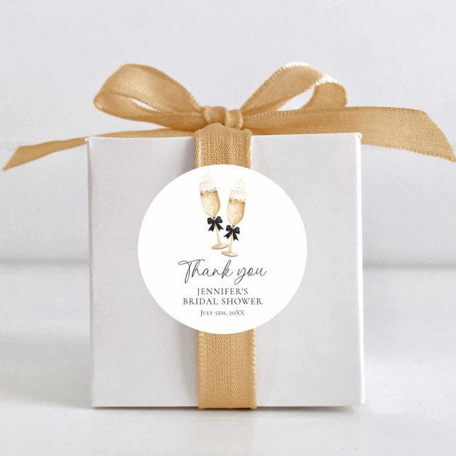 Adesivo Obrigado Champanhe Moderna (Bubbly Bridal Shower thank you Stickers)