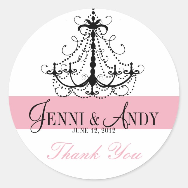 Adesivo Obrigado Chandelier Names Casamento Favor Stickers (Frente)
