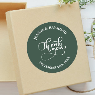 Adesivo Obrigado Chic Caligrafia Verde Sage Casamento