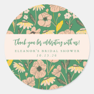 Adesivo Obrigado Chuveiro Nupcial Floral Boho Verde Person