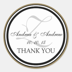 Adesivo Obrigado cinzento Dourado preto do casamento do