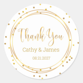 Adesivo Obrigado círculo dourado moderno e confete