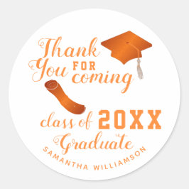 Adesivo Obrigado Classe Branca e Laranja do Formando 2025