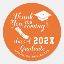 Adesivo Obrigado Classe Laranja e Branca de Formando 2025