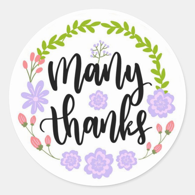 Adesivo Obrigado, Clássico Vinheta Redonda (Frente)