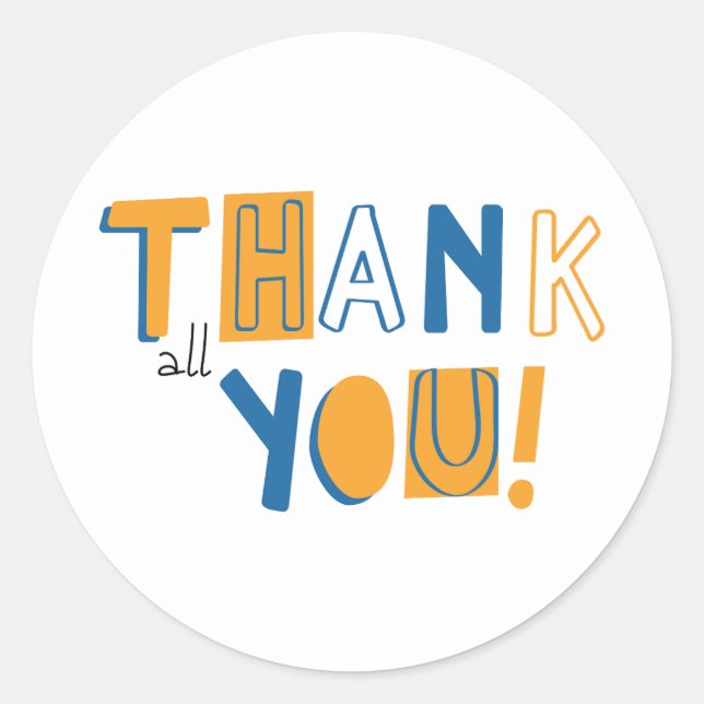 Adesivo Obrigado, Clássico Vinheta Redonda (Frente)