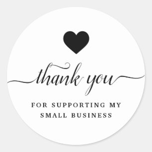 Adesivo Obrigado, colante branco preto clássico redondo